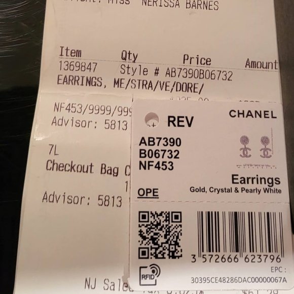 SOLD - NEW Chanel Drop Gold Crystal Pearl Large CC Drop Earrings (B22V) - Picture 5 of 13